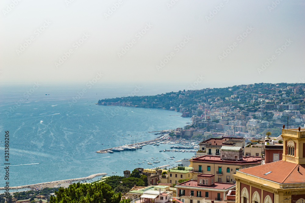 Naples, Italy - CIRCA 2013: Aerial/bird eye view of the city of Naples, Italy. Taken at a sunny summer day.