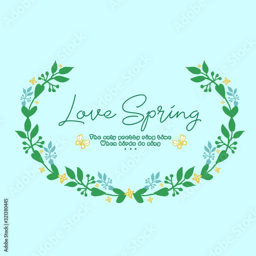 Unique pattern of leaf and flower frame, for cute love spring greeting card wallpaper decor. Vector