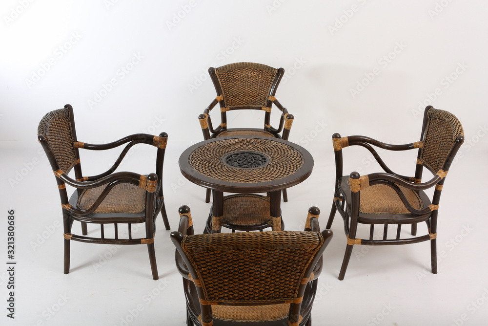 In some Asian countries and China, craftsmen use cane or wicker furniture on a white background. It can make people relaxed and happy. Usually this material can be used for backrest, rocking chair, ta