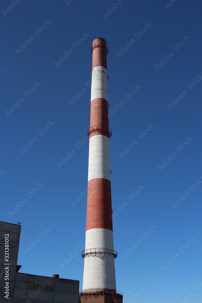 high chimney in the industrial zone of the enterprise thermal power plant high chimney in the industrial zone of the enterprise thermal power plant