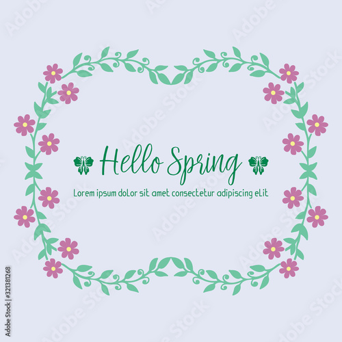 Simple Shape of happy spring invitation card, with elegant leaf and flower frame. Vector