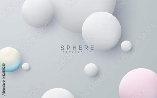 Abstract 3D sphere shape white background 