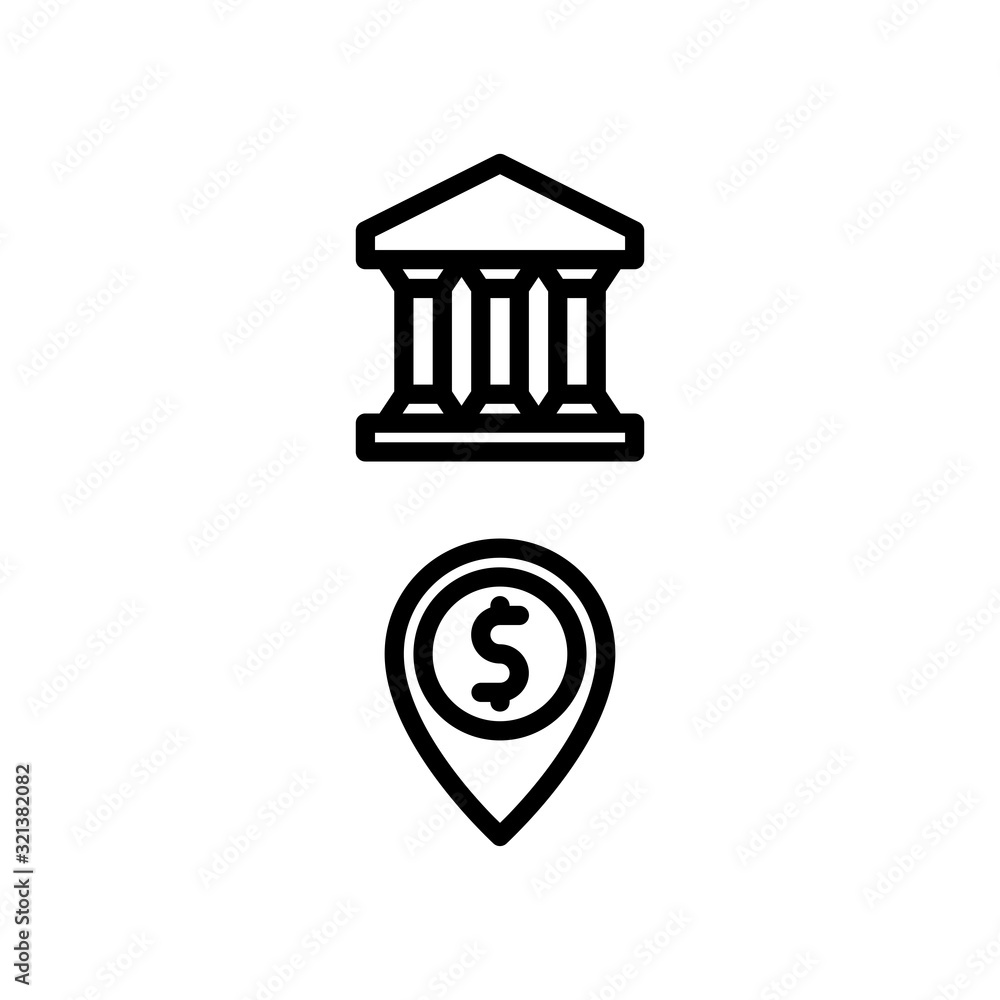 Bank Location Icon. Building Icon Set Vector Logo Symbol. Bank Location Icon. Building Icon Set Vector Logo Symbol.