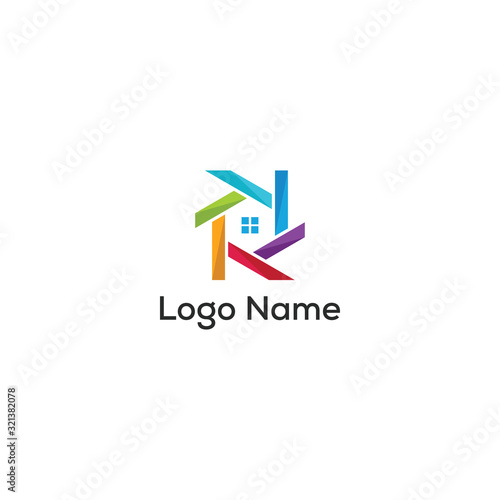 Color full house logo design template full vector