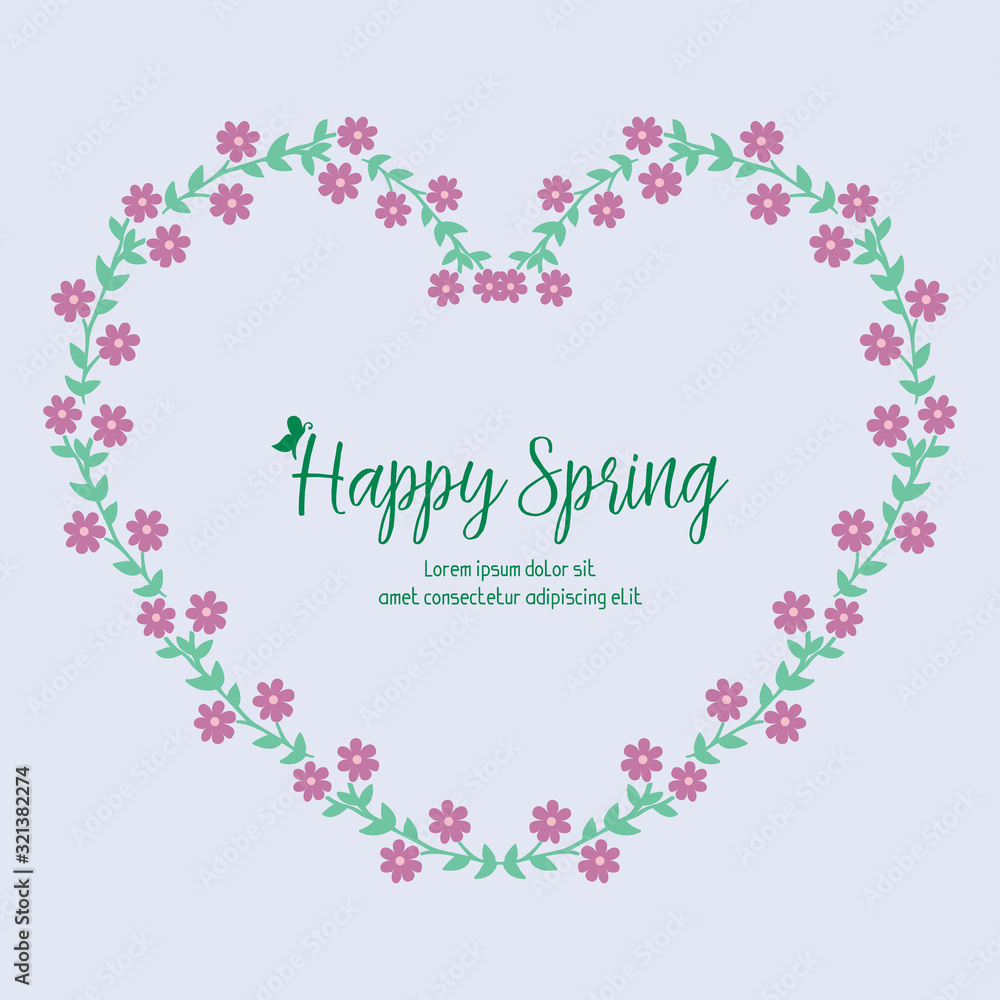 Unique Pattern of leaf and wreath frame, for happy spring greeting card design. Vector