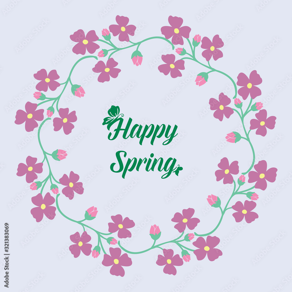 The beauty of pink wreath frame, for happy spring invitation card template design. Vector