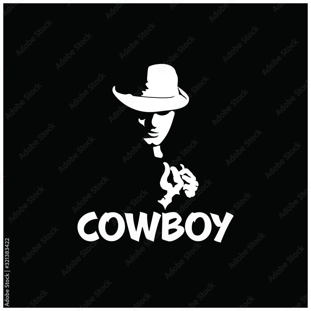cowboy man male people american country texas montana silhouette illustration