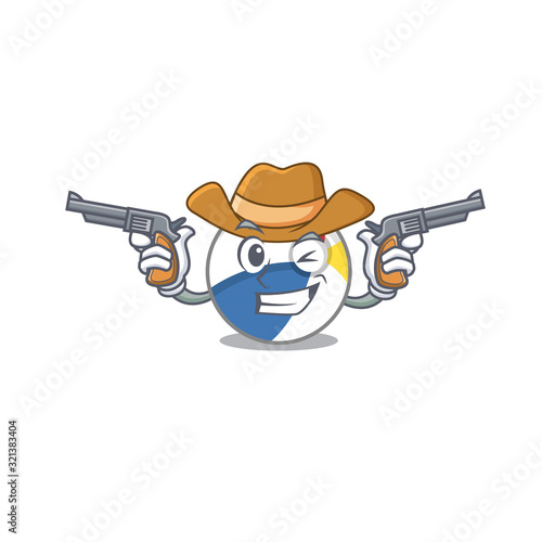 Beach ball Cowboy cartoon concept having guns