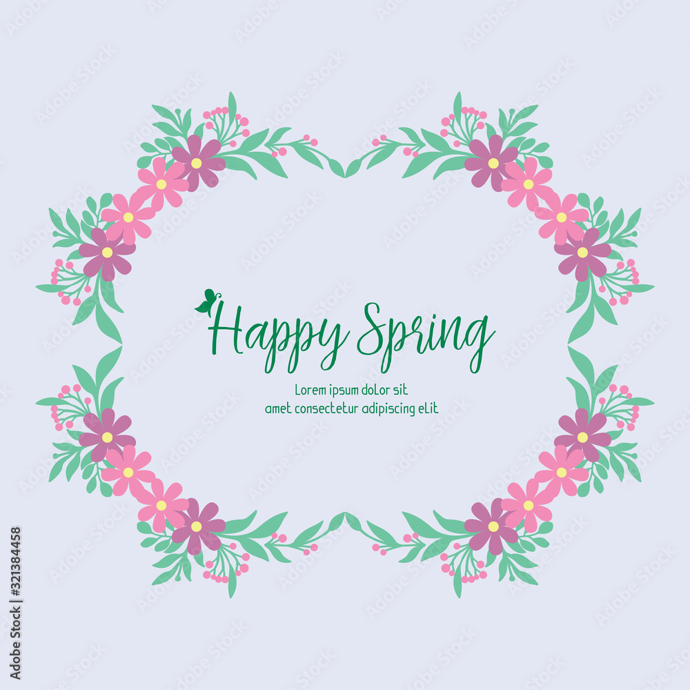 Beautiful frame with leaf and flower seamless decoration, for happy spring poster design. Vector