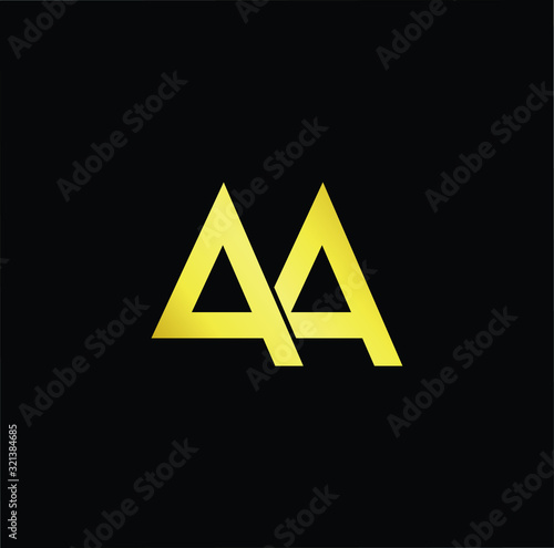 Outstanding professional elegant trendy awesome artistic black and gold color A AA initial based Alphabet icon logo.
