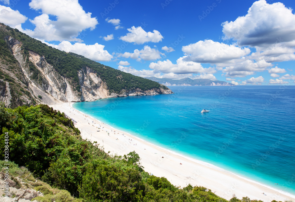 Famous beach Mirtos on Kefalonia island in Greece