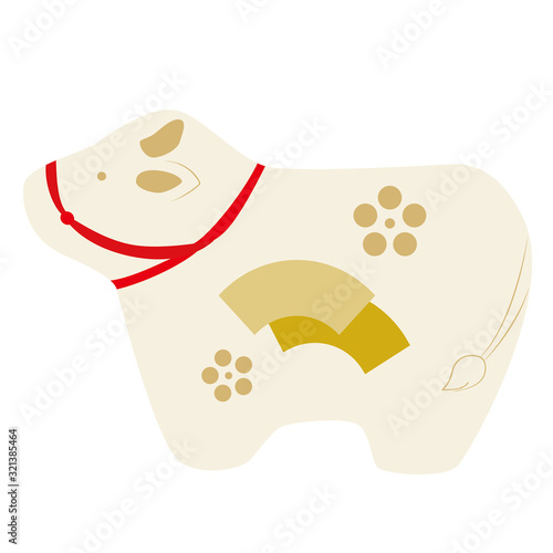 横向きの牛の縁起物のベクターイラスト