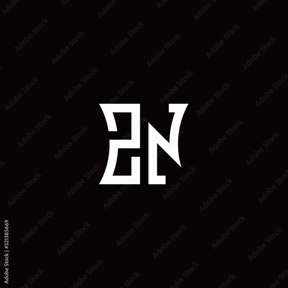 ZN monogram logo with curved side style design template ZN monogram logo with curved side style design template