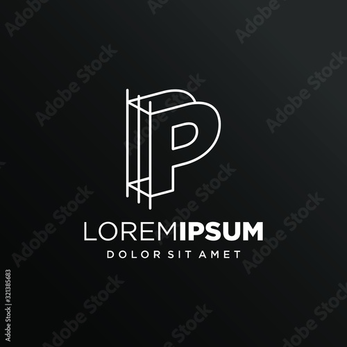Initial Letter P with Architecture Graphic Logo Design