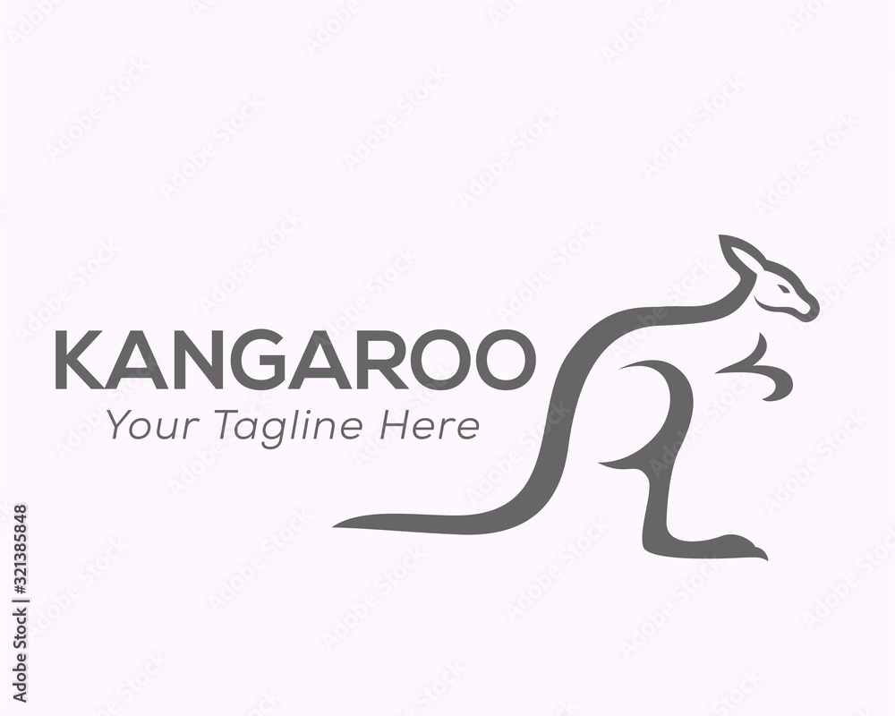 Fototapeta premium Stand line art kangaroo logo design inspiration