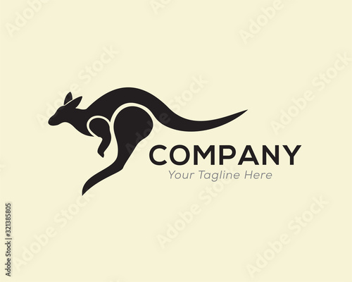 Simple abstract jump fast kangaroo logo design inspiration