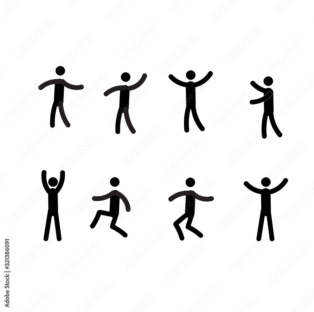 Obraz premium set of stick man in different poses isolated on white background