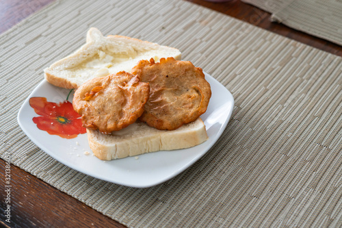 Nigerian deep fried Akara with bread and butter
