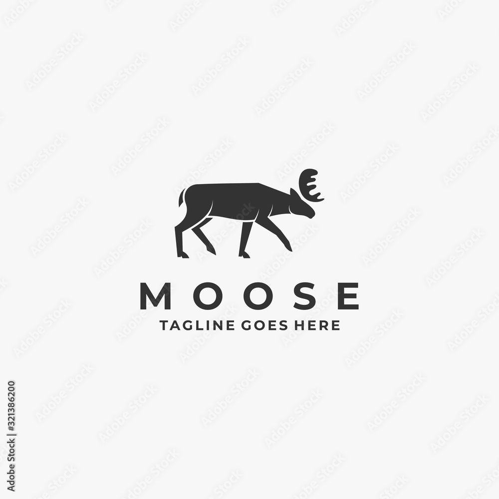 Obraz premium Vector Logo Illustration Moose Pose Silhouette Style