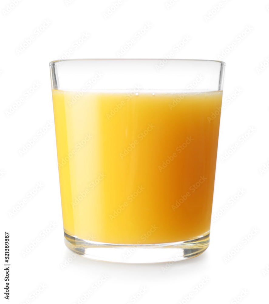 Glass of fresh orange juice on white background Glass of fresh orange juice on white background