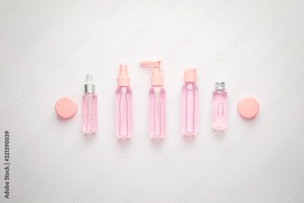 Different cosmetic products on white background Different cosmetic products on white background