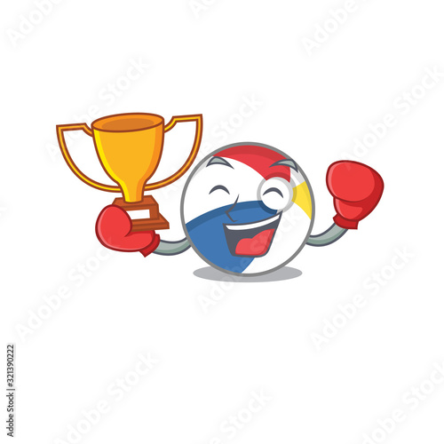 fantastic Boxing winner of beach ball in mascot cartoon design