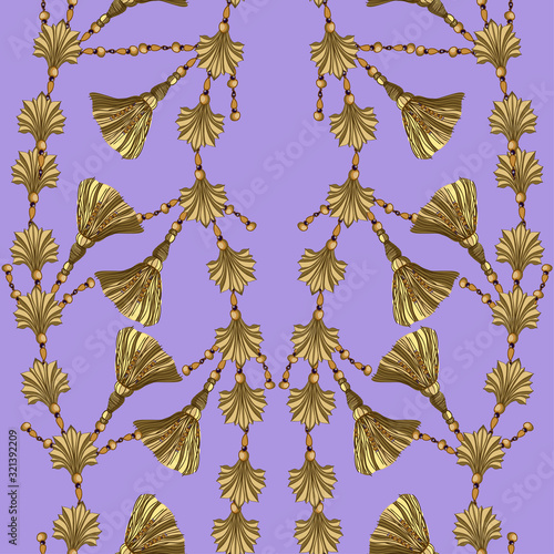 Vertical ornaments in oriental style on a lilac background photo