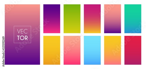 Gradient color modern bright background. Collection smartphone screen. Vector multicolor theme for stories or applications.