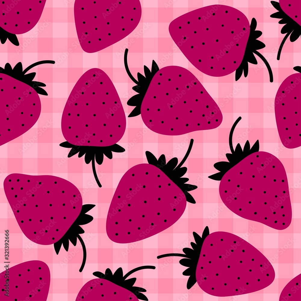 Strawberry pattern. Red berry repeated background. Flat cartoon style. Great for kitchen, tablewear, fabric, textile. Strawberry pattern. Red berry repeated background. Flat cartoon style. Great for kitchen, tablewear, fabric, textile.