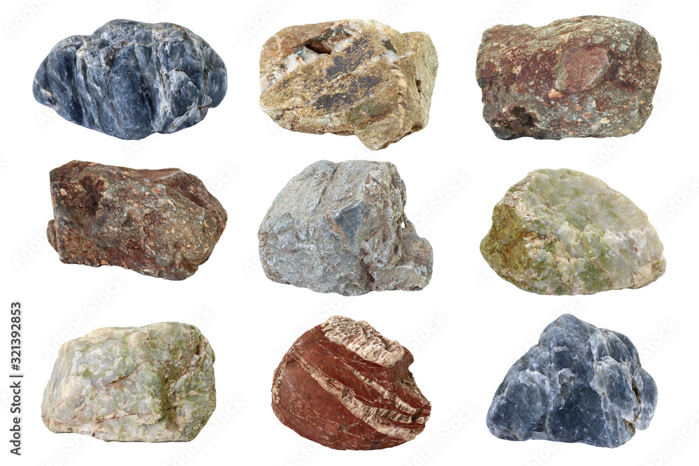 Set of nature stones isolated on white Set of nature stones isolated on white
