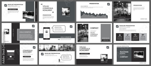 Presentation and slide layout template. Design black and gray geometric background. Use for business annual report, flyer, marketing, leaflet, advertising, brochure, modern style.