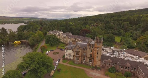 Cameron House Scotland from the air before the fire