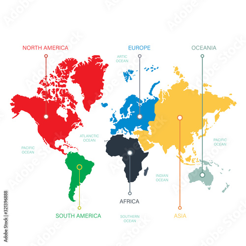 world map with continent