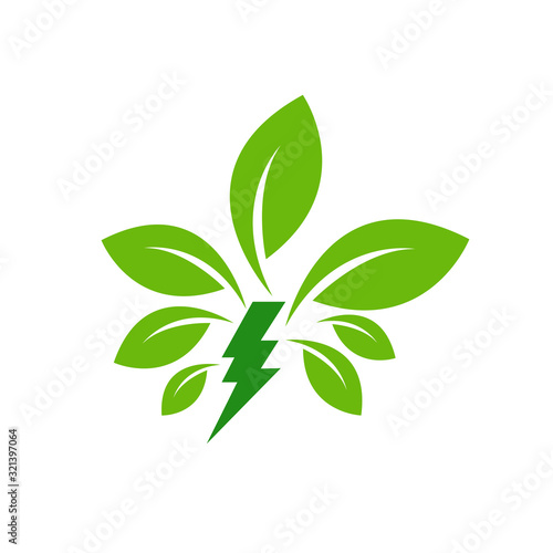 Green Power Energy Design Element thunder vector icon