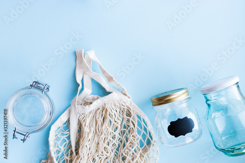 Reusable cotton bag and glass jars