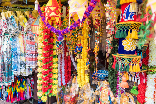 Gift shop, also selling cloth and costume jewellery, in the Little India district in the heart of George Town. The district is located in the centre of the world heritage site of Penang