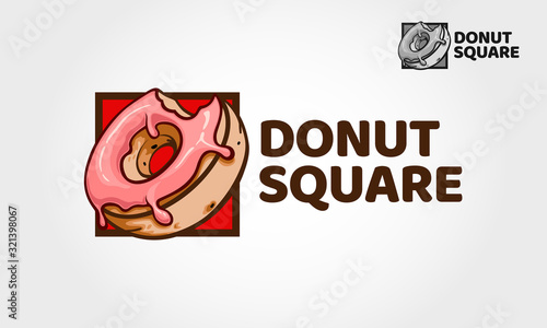Donut Square vector logo template. This logo for business  your donut cafe, restaurant, bistro, street food etc