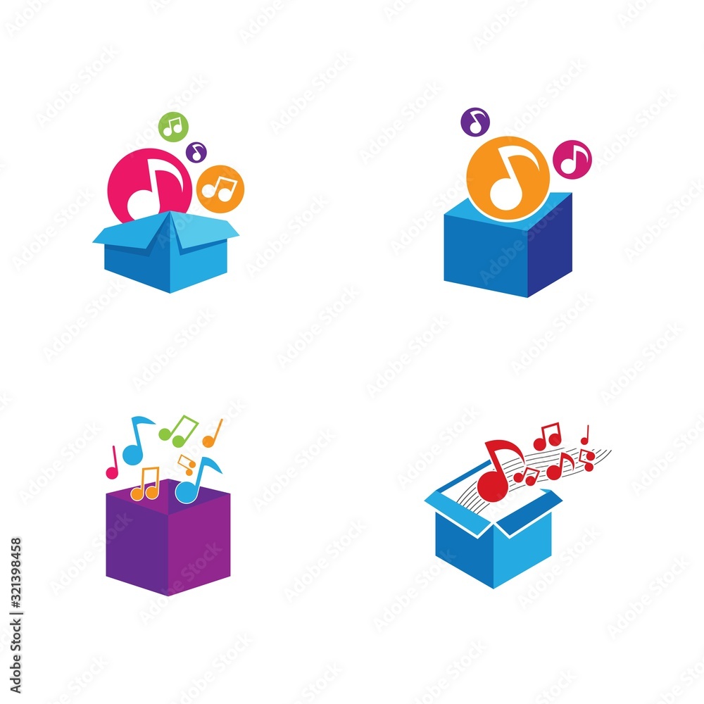 Fototapeta premium Music box logo creative vector icon