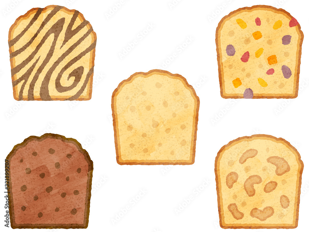 パウンドケーキの水彩風イラストセット Stock Illustration Adobe Stock パウンドケーキの水彩風イラストセット Stock Illustration Adobe Stock