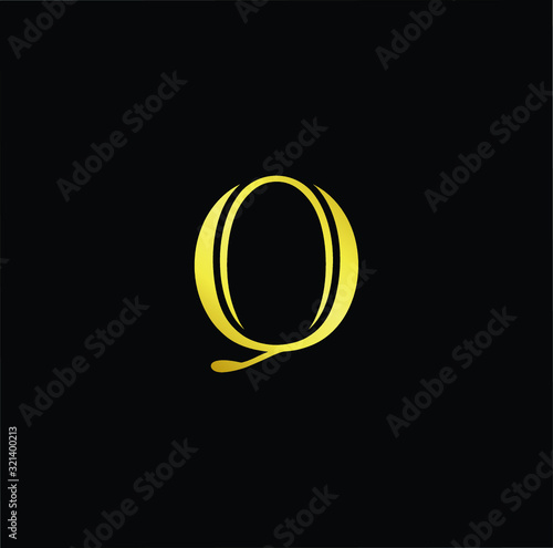 Outstanding professional elegant trendy awesome artistic black and gold color Q QQ initial based Alphabet icon logo.