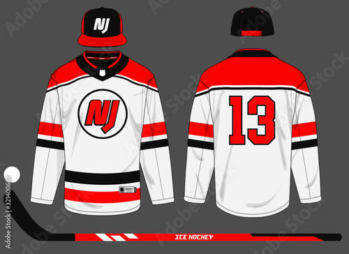 ice hockey jersey uniform template vector kit