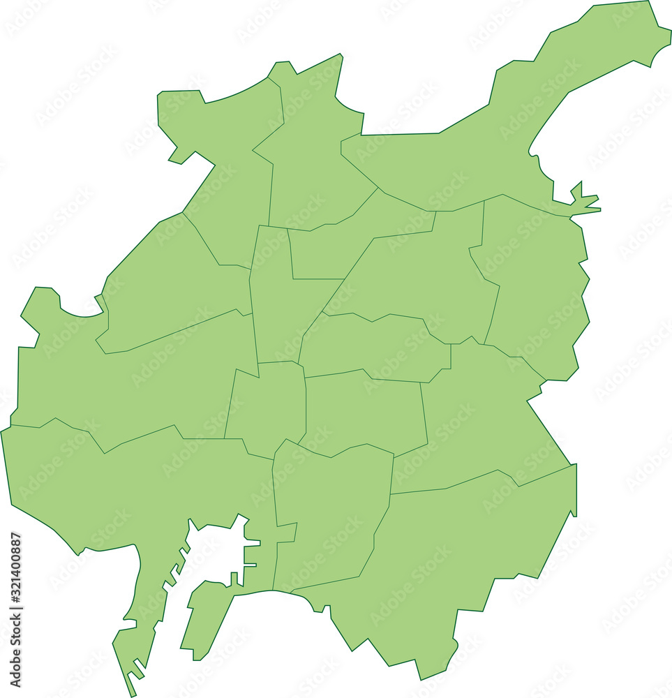 名古屋市の地図_各区ごとに色を変えられます 名古屋市の地図_各区ごとに色を変えられます