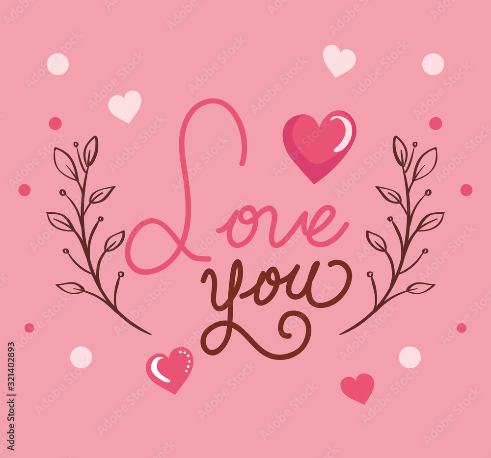 happy valentines day card with love you lettering