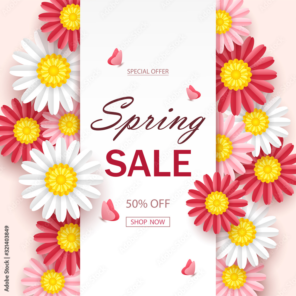 Spring sale background with beautiful flowers Spring sale background with beautiful flowers