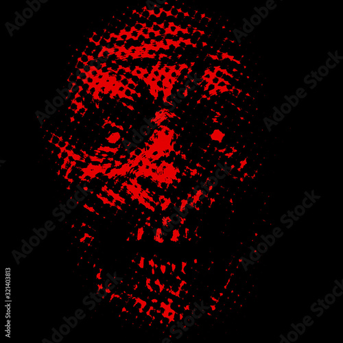 Abstraction zombie face. Red color.