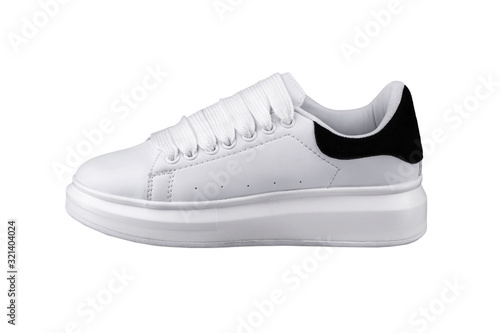 White sneaker on a white background.Sports shoes.