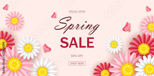 Spring sale background with beautiful flowers