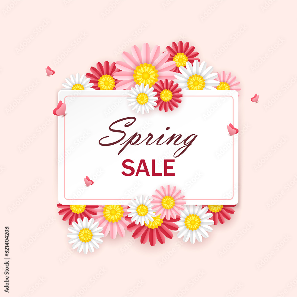Obraz premium Spring sale background with beautiful flowers