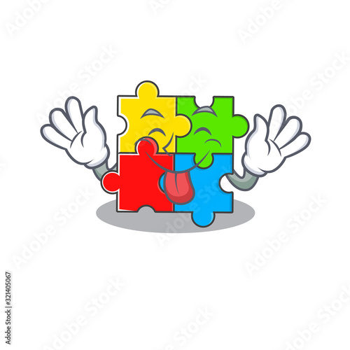 Funny puzzle toy mascot design with Tongue out