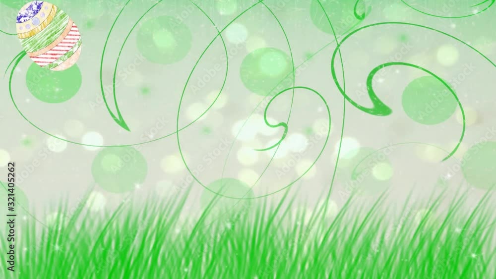 beautiful animation with Easter eggs and green grass